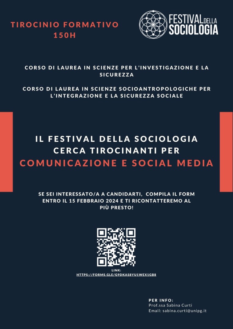 Il Festival della Sociologia cerca tirocinanti per Comunicazione e Social Media